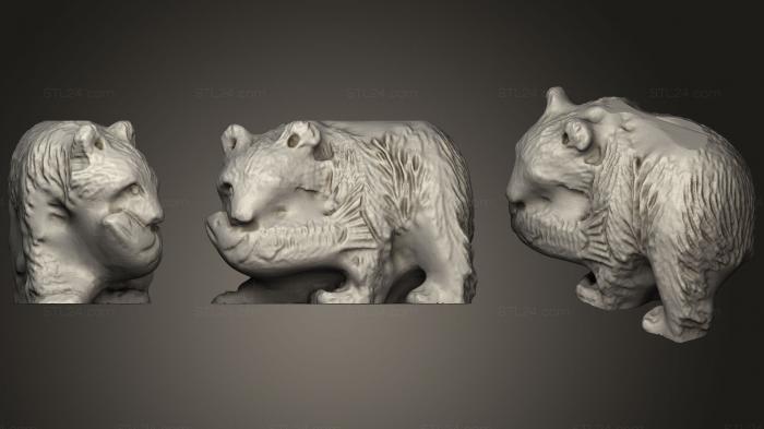 Animal figurines (Bear With Fish, STKJ_0735) 3D models for cnc